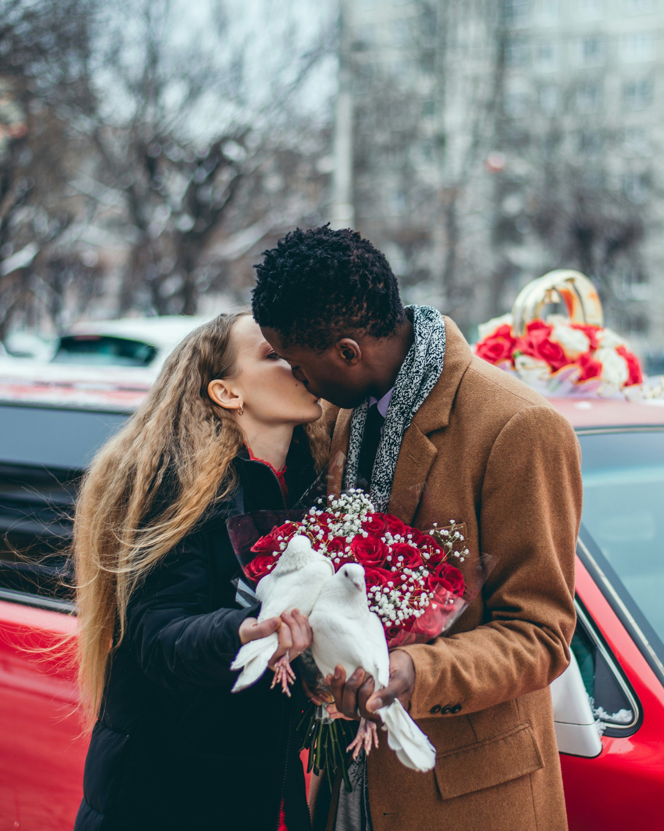 Kissing couple representing deeper connection
